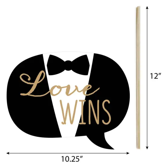 Big Dot of Happiness Mr. and Mr. - Gold - Gay Wedding Photo Booth Props Kit - 20 Count {7}