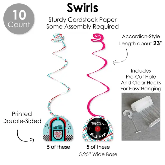 Big Dot of Happiness 50&rsquo;s Sock Hop - 1950s Rock N Roll Party Supplies Decoration Kit - Decor Galore Party Pack - 51 Pieces {6}