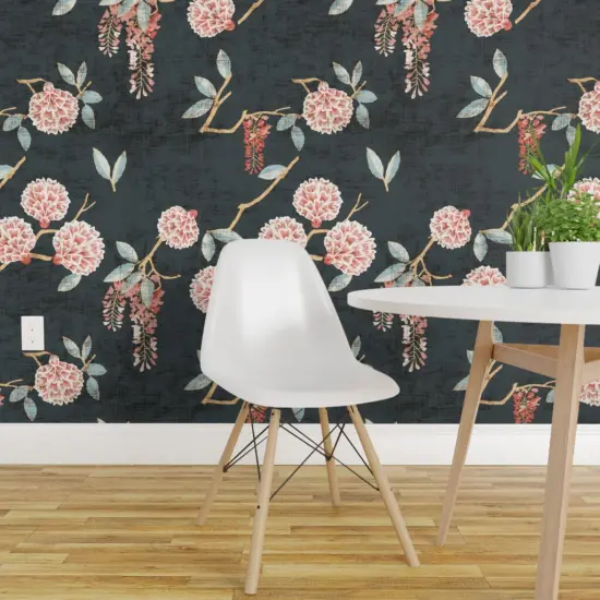 Pre-Pasted Wallpaper 2FT Wide Floral Garden Flower Leaf Bloom Nature Cottagecore Botanical Spring Summer Custom Pre-pasted Wallpaper by Spoonflower {1}