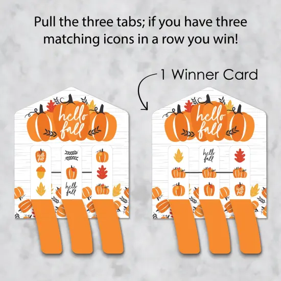 Big Dot of Happiness Fall Pumpkin - Halloween or Thanksgiving Party Game Pickle Cards - Pull Tabs 3-in-a-Row - Set of 12 {4}