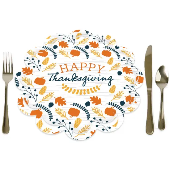 Big Dot of Happiness Happy Thanksgiving - Fall Harvest Party Round Table Decorations - Paper Chargers - Place Setting For 12 {1}