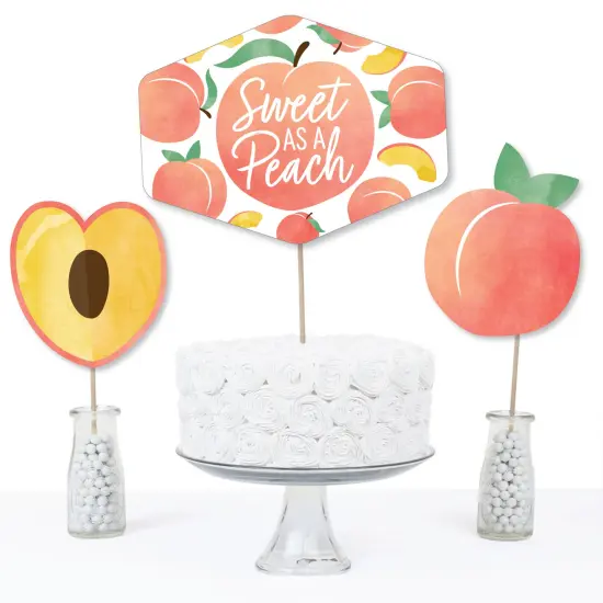 Big Dot of Happiness Sweet as a Peach - Fruit Themed Baby Shower or Birthday Party Centerpiece Sticks - Table Toppers - Set of 15 {4}