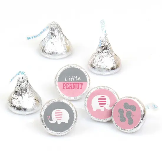 Big Dot of Happiness Pink Elephant - Girl Baby Shower or Birthday Party Round Candy Sticker Favors - Labels Fits Chocolate Candy (1 sheet of 108) {1}