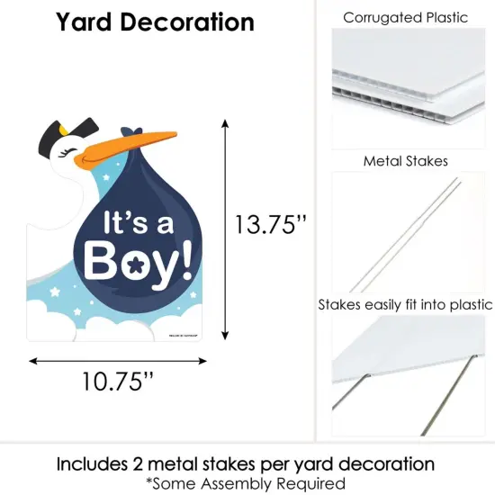Big Dot of Happiness Boy Special Delivery - Outdoor Lawn Sign - It's a Boy Stork Baby Shower Yard Sign - 1 Piece {7}