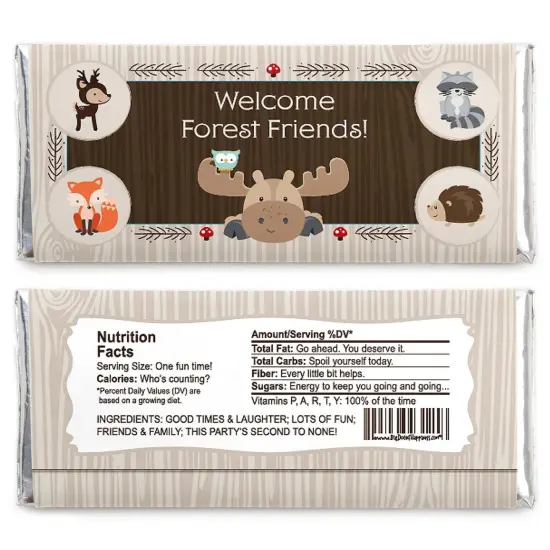 Big Dot of Happiness Woodland Creatures - Candy Bar Wrappers Baby Shower or Birthday Party Favors - Set of 24 {3}