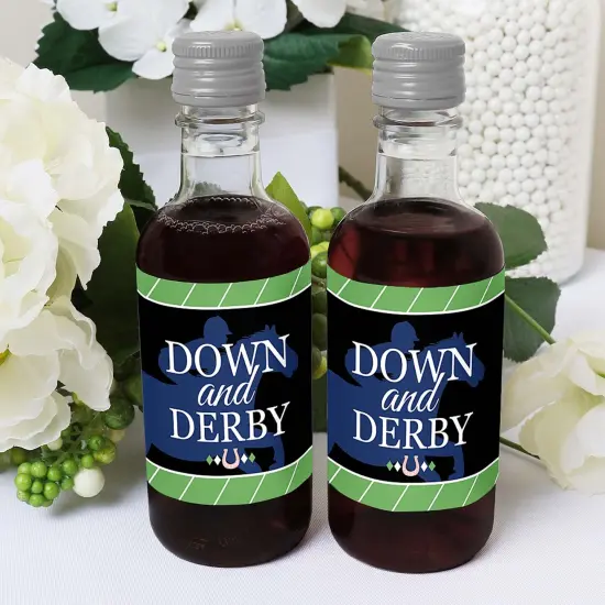 Big Dot of Happiness Kentucky Horse Derby - Mini Wine and Champagne Bottle Label Stickers - Horse Race Party Favor Gift for Women and Men - Set of 16 {6}