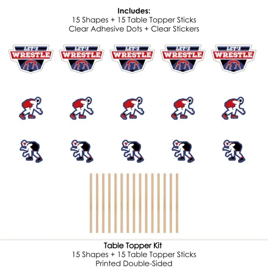 Big Dot of Happiness Own the Mat - Wrestling - Birthday Party or Wrestler Party Centerpiece Sticks - Table Toppers - Set of 15 {7}