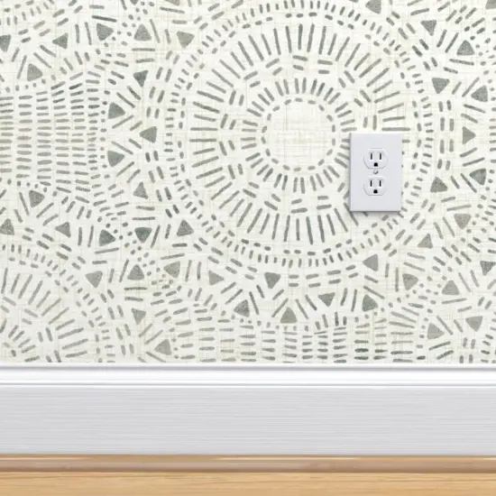 Peel & Stick Wallpaper 2FT Wide Rustic Boho Abstract Gray Neutral Bohemian Woven Look Distressed Custom Removable Wallpaper by Spoonflower {4}