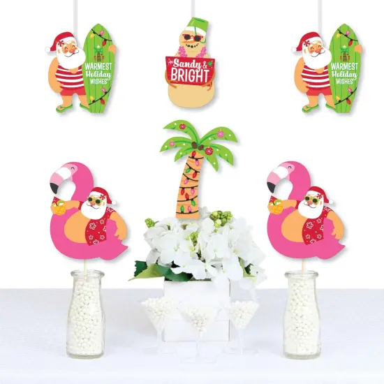 Big Dot of Happiness Tropical Christmas - Santa, Snowman, Palm Tree Decorations DIY Beach Santa Holiday Party Essentials - Set of 20 {1}