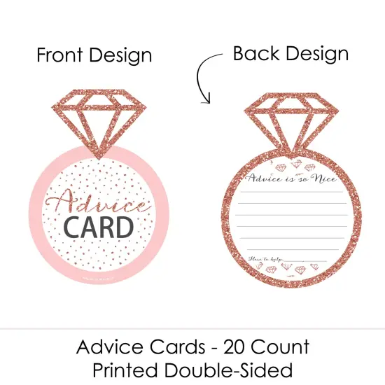 Big Dot of Happiness Bride Squad - Ring Wish Card Rose Gold Bridal Shower or Bachelorette Party Activities - Shaped Advice Cards Game - Set of 20 {4}