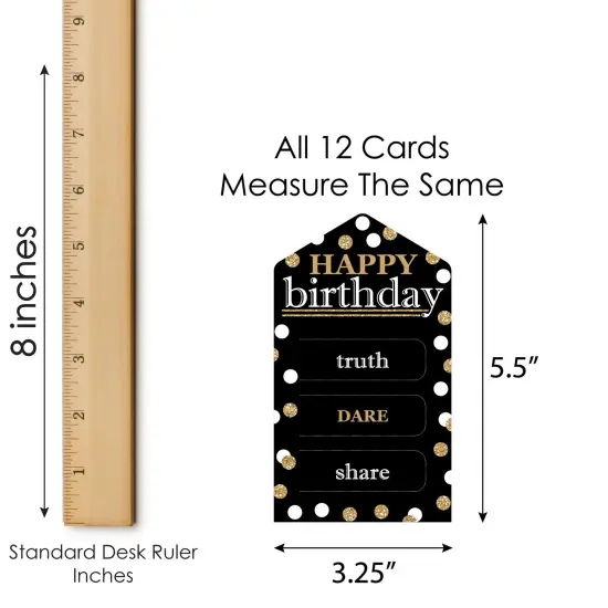 Big Dot of Happiness Adult Happy Birthday - Gold - Birthday Party Game Pickle Cards - Truth, Dare, Share Pull Tabs - Set of 12 {6}