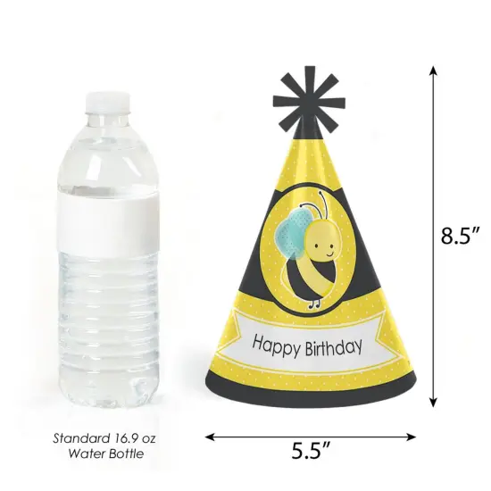 Big Dot of Happiness Honey Bee - Cone Happy Birthday Party Hats for Kids and Adults - Set of 8 (Standard Size) {4}