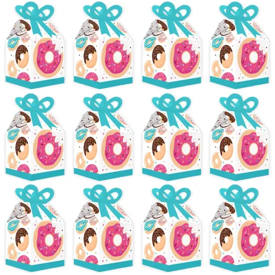 Big Dot of Happiness Donut Worry, Let's Party - Square Favor Gift Boxes - Doughnut Party Bow Boxes - Set of 12 {6}