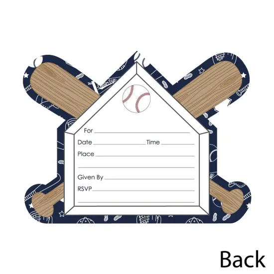 Big Dot of Happiness Batter Up - Baseball - Shaped Fill-in Invitations - Baby Shower or Birthday Party Invitation Cards with Envelopes - Set of 12 {4}