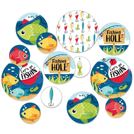 Big Dot of Happiness Let's Go Fishing - Fish Themed Birthday Party or Baby Shower Giant Circle Confetti - Party Decorations - Large Confetti 27 Count {1}
