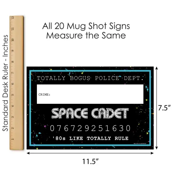 Big Dot of Happiness 80's Retro - Party Mug Shots - Photo Booth Props Totally 1980s Party Mugshot Signs - 20 Count {7}