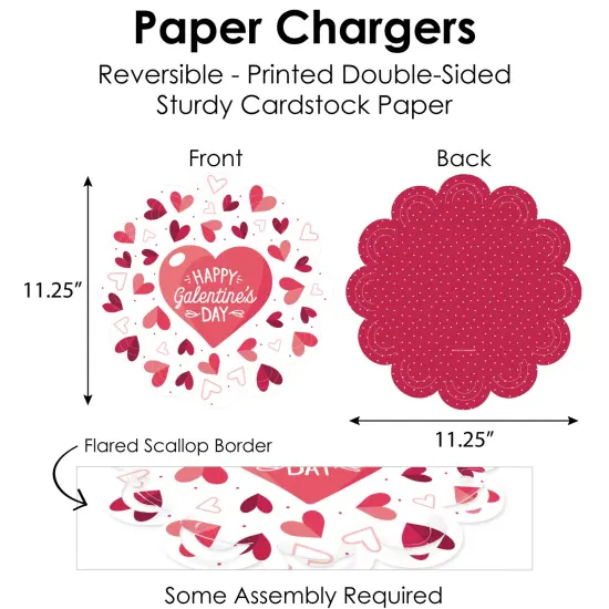 Big Dot of Happiness Happy Galentine's Day - Valentine's Day Party Paper Charger and Table Decorations - Chargerific Kit - Place Setting for 8 {6}