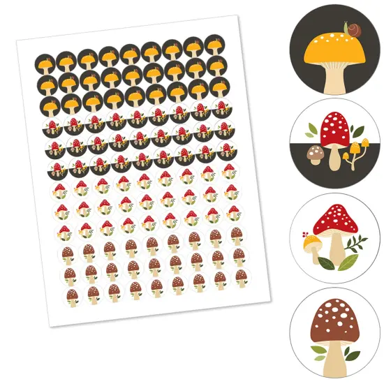 Big Dot of Happiness Wild Mushrooms - Red Toadstool Party Round Candy Sticker Favors - Labels Fits Chocolate Candy (1 sheet of 108) {3}