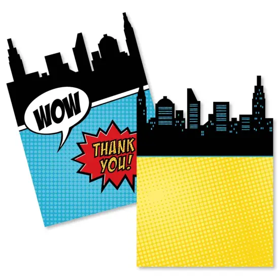 Big Dot of Happiness Bam Superhero - Shaped Thank You Cards - Baby Shower or Birthday Party Thank You Note Cards with Envelopes - Set of 12 {1}