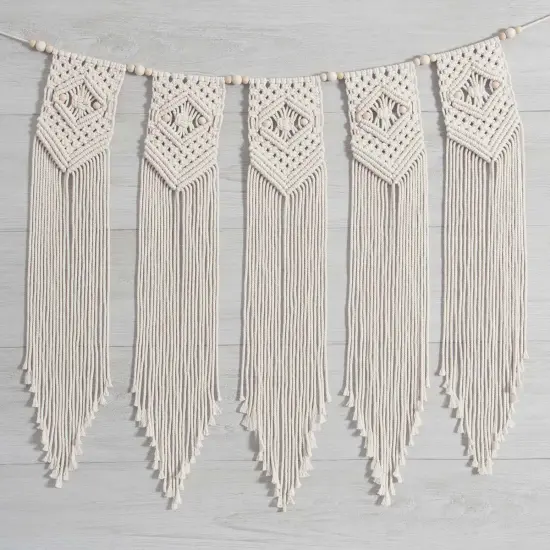 Solid Oak Beaded Banner Macrame Multi {1}
