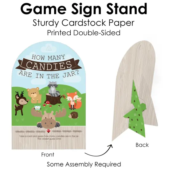 Big Dot of Happiness Woodland Creatures - How Many Candies Baby Shower or Birthday Party Game - 1 Stand and 40 Cards - Candy Guessing Game {6}