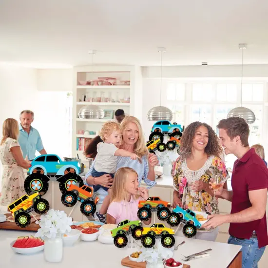 Big Dot of Happiness Smash and Crash - Monster Truck - Boy Birthday Party Centerpiece Sticks - Showstopper Table Toppers - 35 Pieces {6}