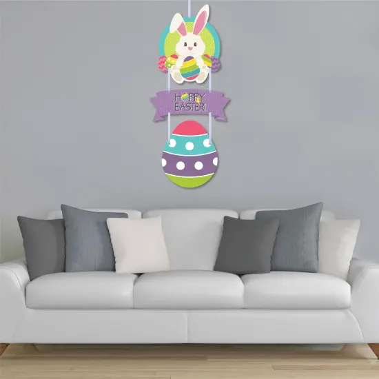 Big Dot of Happiness Hippity Hoppity - Hanging Porch Easter Bunny Party Outdoor Decorations - Front Door Decor - 3 Piece Sign {4}