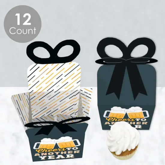Big Dot of Happiness Cheers and Beers Happy Birthday - Square Favor Gift Boxes - Birthday Party Bow Boxes - Set of 12 {4}