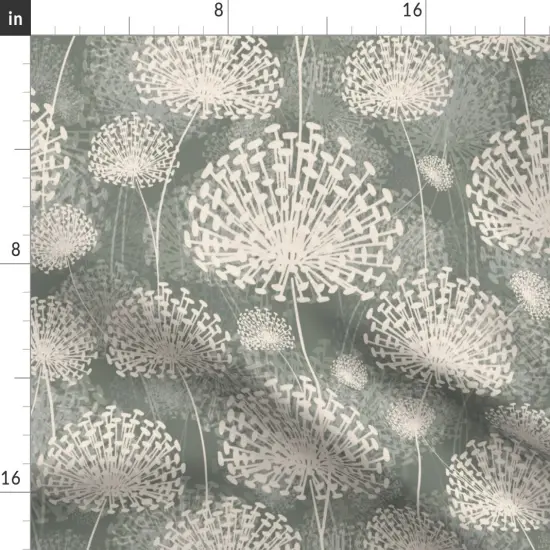 Various Fabrics by the Yard or Fat Quarter Vintage Style Dandelions Gray Cream Neutral Flowers Floral Nature Custom Printed Fabric by Spoonflower {2}