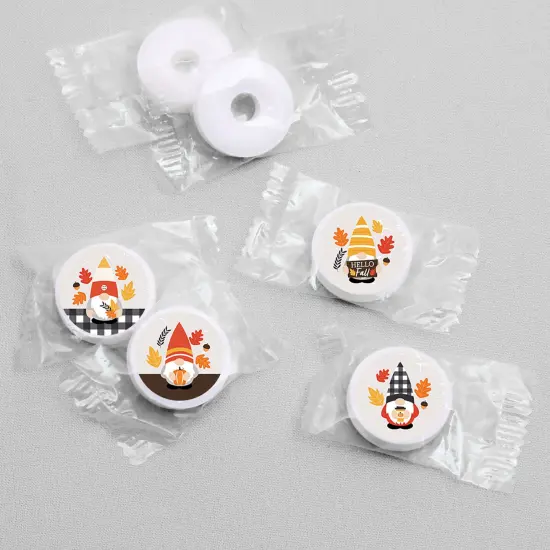 Big Dot of Happiness Fall Gnomes - Autumn Harvest Party Round Candy Sticker Favors - Labels Fits Chocolate Candy (1 sheet of 108) {4}
