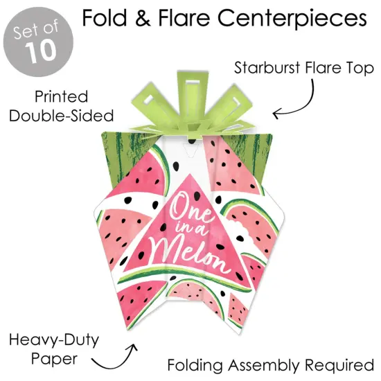 Big Dot of Happiness Sweet Watermelon - Table Decorations - Fruit Party Fold and Flare Centerpieces - 10 Count {4}