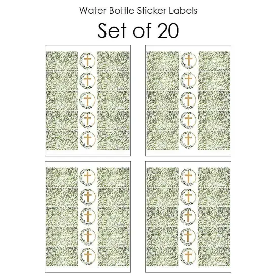 Big Dot of Happiness Elegant Cross - Religious Party Water Bottle Sticker Labels - Set of 20 {4}
