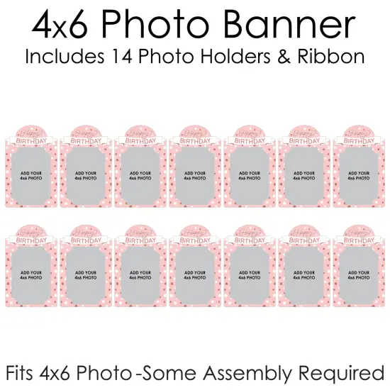 Big Dot of Happiness Pink Rose Gold Birthday - DIY Happy Birthday Party Decor - Picture Display - Photo Banner {6}