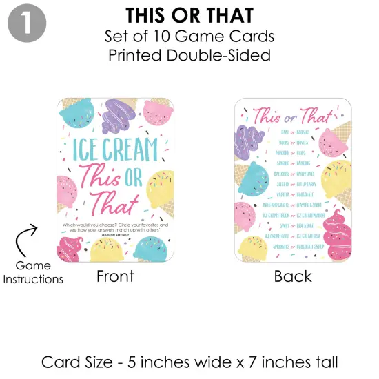 Big Dot of Happiness Scoop Up The Fun - Ice Cream - 4 Sprinkles Party Games - 10 Cards Each - Gamerific Bundle {6}