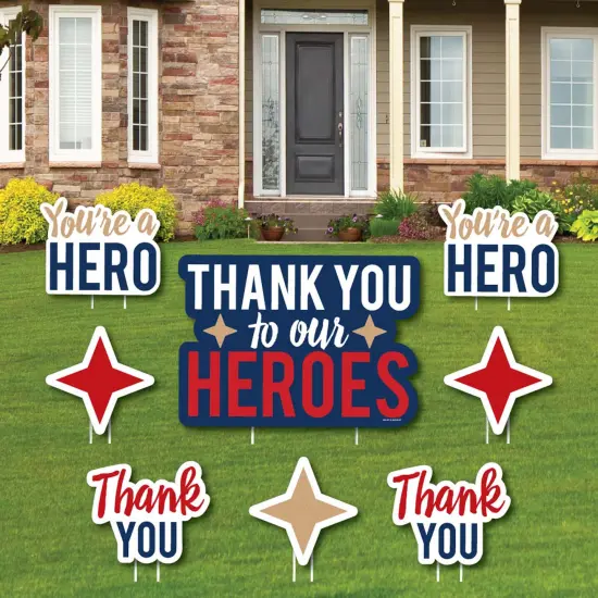 Big Dot of Happiness Thank You to Our Heroes - Yard Sign and Outdoor Lawn Decorations - Appreciation Yard Signs - Set of 8 {1}