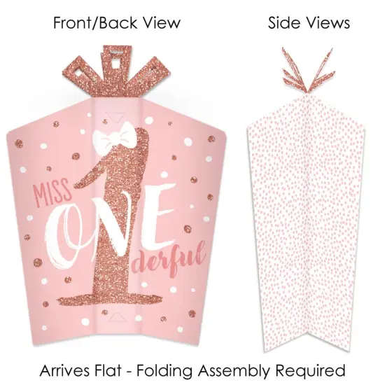 Big Dot of Happiness 1st Birthday Little Miss Onederful - Table Decorations - Girl First Birthday Party Fold and Flare Centerpieces - 10 Count {3}