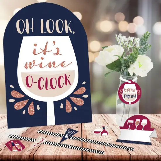 Big Dot of Happiness But First, Wine - DIY Wine Tasting Party Wine Tasting Signs - Drink Bar Decorations Kit - 50 Pieces {3}