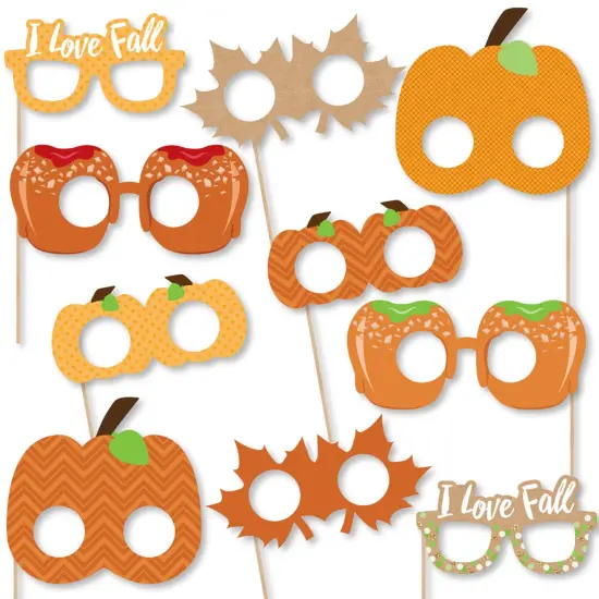 Big Dot of Happiness Pumpkin Patch Glasses and Masks - Paper Card Stock Fall, Halloween or Thanksgiving Party Photo Booth Props Kit - 10 Count {1}