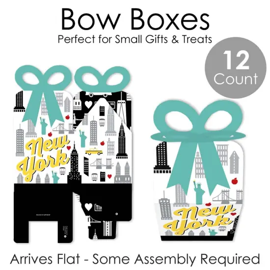 Big Dot of Happiness NYC Cityscape - Square Favor Gift Boxes - New York City Party Bow Boxes - Set of 12 {7}