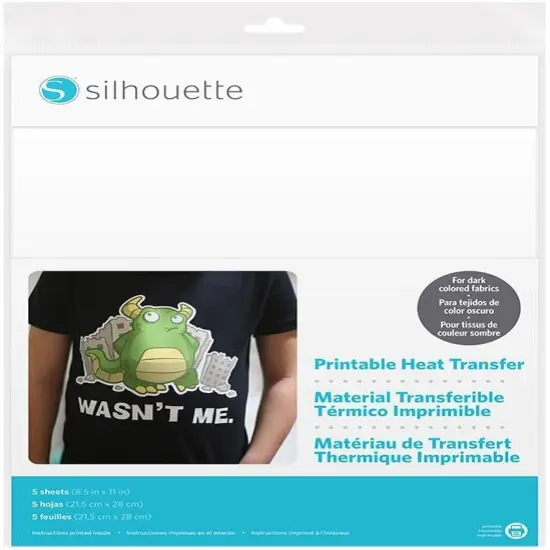Silhouette Printable Heat Transfer Material 8.5"X11" 5/Pkg-For Dark Fabrics {1}