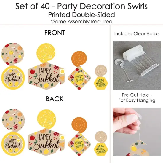Big Dot of Happiness Sukkot - Sukkah Hanging Decor - Party Decoration Swirls - Set of 40 {7}