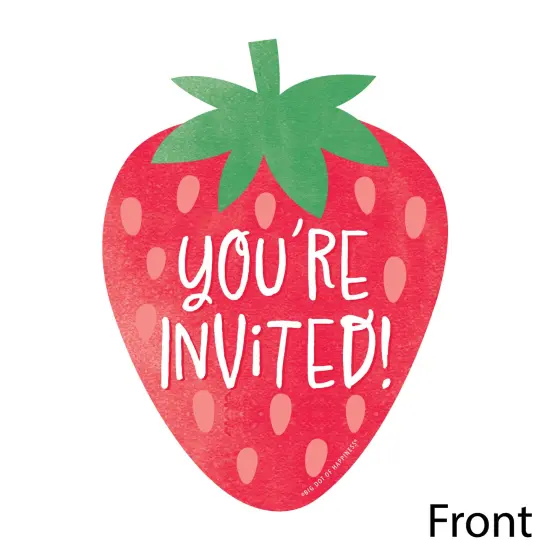 Big Dot of Happiness Berry Sweet Strawberry - Shaped Fill-In- Fruit Themed Birthday Party or Baby Shower Invitation Cards with Envelopes 12 Ct {4}
