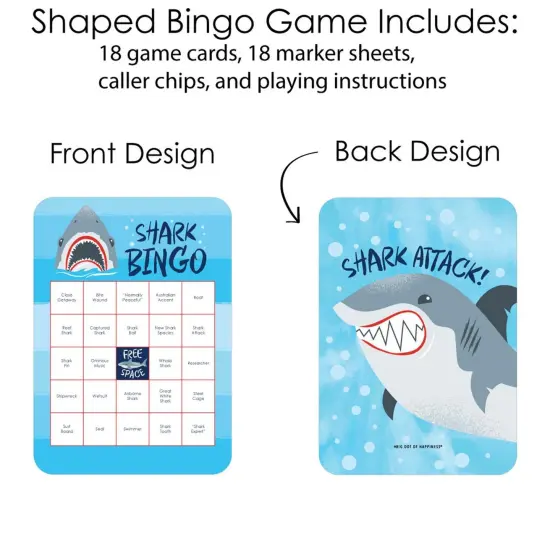 Big Dot of Happiness Shark Zone - Bingo Cards and Markers - Jawsome Shark Party Bingo Game - Set of 18 {4}