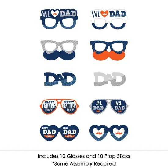 Big Dot of Happiness Happy Father's Day Glasses - Paper Card Stock We Love Dad Party Photo Booth Props Kit - 10 Count {4}