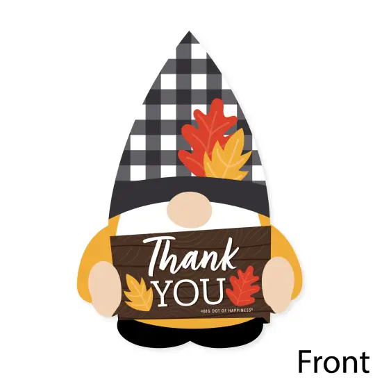 Big Dot of Happiness Fall Gnomes - Shaped Thank You Cards - Autumn Harvest Party Thank You Note Cards with Envelopes - Set of 12 {4}