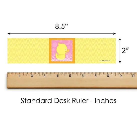 Big Dot of Happiness Pink Ducky Duck - Baby Shower or Birthday Party Water Bottle Sticker Labels - Set of 20 {6}