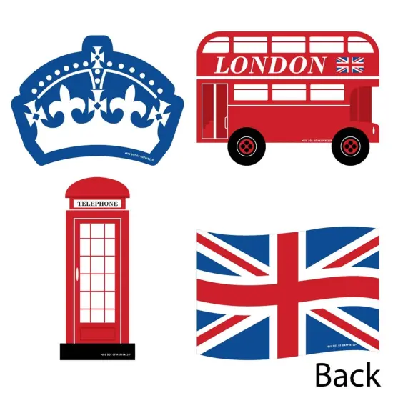 Big Dot of Happiness Cheerio, London - Union Jack Flag, Double-Decker Bus, Crown & Telephone Booth Decor Diy British UK Party Essentials - Set of 20 {4}