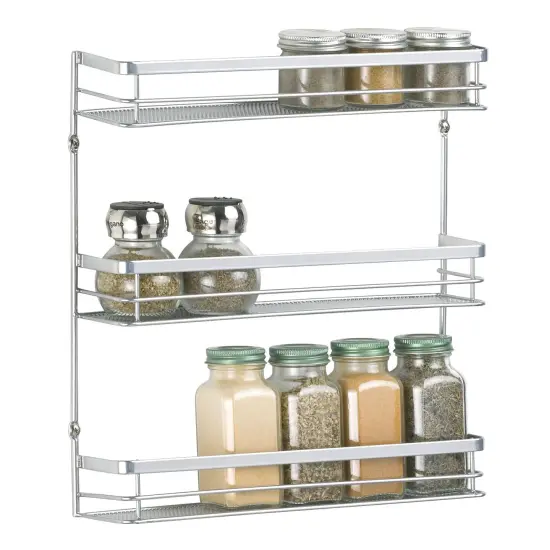 mDesign Steel Wall Mount 3-Tier Spice Rack Storage Organizer Basket {5}