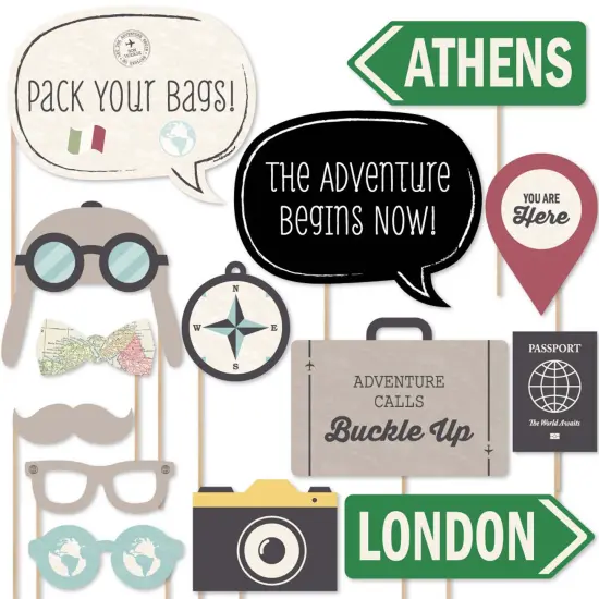 Big Dot of Happiness World Awaits - Travel Party Photo Booth Props Kit - 20 Count {1}
