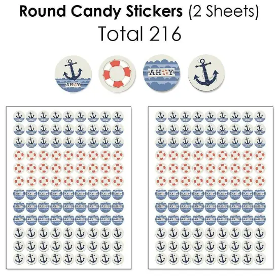 Big Dot of Happiness Ahoy - Nautical - Party Candy Favor Sticker Kit - 304 Pieces {6}